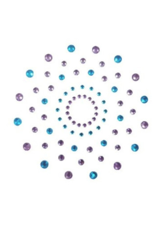 Paire de cache tétons adhésifs strass bleu et violet - NP-1020BLU